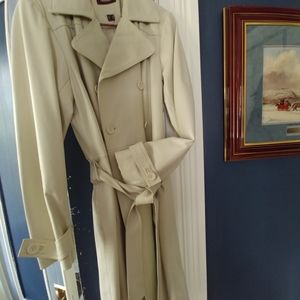 Ecru Leather Trench Coat